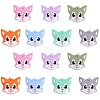 14Pcs 7 Styles Cat Head Silicone Beads JX664A-1