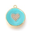 Golden Plated Brass Micro Pave Cubic Zirconia Pendants KK-F809-07G-05-1