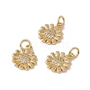 Brass Micro Pave Clear Cubic Zirconia Charms KK-G439-33G-3