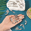 16Pcs 8 Styles Tibetan Style Alloy Cord Ends with Pendants FIND-TA0004-20-6