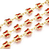 Brass Glass Butterfly Charm Link Chains CHC-T018-11D-G-1