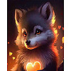 Cartoon Wolf & Heart Pattern DIY Diamond Painting Kit WOLF-PW0001-71-1