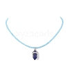 Natural Mixed Bullet Pendant Necklace with Seed Beaded Chains for Women NJEW-JN04298-5