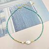 Elegant Freshwater Pearl Oval Pendant Necklaces YO9740-2-1