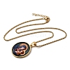 Unisex Religion 304 Stainless Steel Enamel Oval Pendant Box Chain Necklaces STAS-H258-02G-01-4