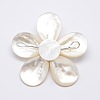 Natural White Shell Mother of Pearl Shell Flower Big Pendants SSHEL-J032MS-08-2