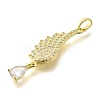 Rack Plating Brass Micro Pave Clear Cubic Zirconia Pendants KK-M309-09G-2