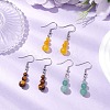 3 Pairs 3 Styles Natural Malaysia Jade & Green Aventurine & Tiger Eye Dangle Earrings EJEW-JE06131-2