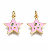 Brass Micro Pave Cubic Zirconia Enamel Charms ZIRC-Q200-025E-NF-1