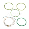 5Pcs 4 Styles Glass Seed Beaded Bracelet Set & 1 Pcs Shell Beads Bracelets BJEW-TA00587-02-4