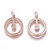 Brass Micro Pave Clear Cubic Zirconia Pendants ZIRC-Z008-16RG-2