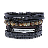 4Pcs Weave Imitation Leather Multi-strand Bracelets for Men WGB022D-05-1