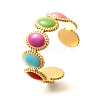 304 Stainless Steel Enamel Open Cuff Rings for Women RJEW-R012-04G-2