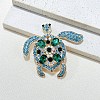 Tortoise Alloy Rhinestone Brooches for Backpack Clothes PW-WG63776-01-5