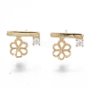 Brass Micro Pave Clear Cubic Zirconia Stud Earring Findings KK-N232-03-NF-1