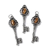 Key Brass Natural Tiger Eye Big Pendants KK-D361-01AS-18-1