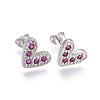 Brass Micro Pave Cubic Zirconia Stud Earrings EJEW-F201-02P-1