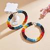 Boho Glass Seed Beaded Big Huggie Hoop Earrings for Women EJEW-SW00003-2