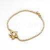 Golden Plated Brass Cubic Zirconia Cup Chain Bracelets BJEW-H0001-03G-1