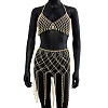 2Pcs Alloy Full Crystal Rhinestone Sexy Mesh Body Chains Suits for Night Club WG51AE7-03-1