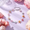 Faceted Rondelle Natural Topaz Jade & Natural Flower Amazonite & Cherry Quartz Glass Link Chain Bracelets BJEW-JB10832-2