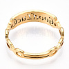 Ion Plating(IP) 304 Stainless Steel Word Good Luck Adjustable Ring for Women RJEW-T027-13G-4