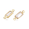 Brass Clear Cubic Zirconia Connector Charms KK-T070-12C-2