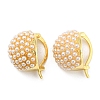 Rack Plating Brass Round Dome Hoop Earrings with Plastic Pearl Beaded EJEW-Q779-04G-1