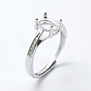 Anti-Tarnish Rhodium Plated 925 Sterling Silver Finger Ring Components STER-G027-17P-1