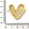 Rack Plating Brass Micro Pave Clear Cubic Zirconia Heart Links Connector Charm KK-P287-52G-01-3