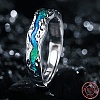 Brass Wave Adjustable Ring with Enamel for Men Women VALE-PW0001-040A-1-1