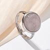 Half Round Natural Rose Quartz Finger Rings X-RJEW-M062-01P-17-1