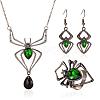 Spider Alloy Glass Dangle Earrings & Necklaces & Rings Sets WGD1EC4-04-4