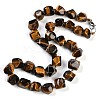 Natural Tiger Eye Nuggets Beaded Necklaces for Women Men NJEW-K388-01J-1