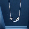 Alloy Crystal Rhinestone Whale Pendant 201 Stainless Steel Cable Chain Necklaces for Women WG0EF37-01-1