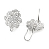 Flower Brass Micro Pave Cubic Zirconia Stud Earrings Finding KK-E083-17P-2