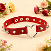 Adjustable Adjustable Gothic PU Leather Alloy Spike Rivet Heart Choker Necklaces for Women NJEW-WH20816-006P-C-4