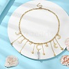 Moon & Star 304 Stainless Steel & Natural Quartz Crystal Charms Bib Necklace NJEW-TA00094-5