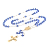 Ion Plating(IP) Crucifix Cross 304 Stainless Steel Rosary Bead Necklaces NJEW-M075-03G-07-1