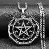 304 Stainless Steel Viking Pentagram Pendant Necklaces for Men NJEW-S440-17AS-1