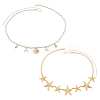 2Pcs 2 Styles Alloy Shell Shape Starfish Charms Plastic Pearl Rice Beaded Waist Belly Chains for Sexy Bikini AJEW-OC0015-31-1