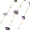 Natural Amethyst & Glass Link Chains CHC-K014-12G-04-1