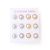 6 Pair Shell Pearl Half Round Stud Earrings EJEW-A067-19-4