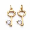 Brass Micro Pave Clear Cubic Zirconia Pendants ZIRC-Z010-19G-1