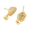 Rack Plating Round Brass Stud Earrings EJEW-N055-42G-RS-2