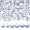 120Pcs 3 Styles Printed Blue and White Porcelain Wood Beads WOOD-OC0004-16-1
