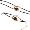 Number 6 Alloy & Acrylic & Wax Cord Double Layer Necklaces & Bracelets Sets for Women SJEW-CY0001-02-6