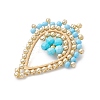 Faceted Round Dyed Natural Magnesite & Glass Seed Beaded Pendants PALLOY-MZ01097-04-4