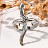 Snake 304 Stainless Steel Open Cuff Rings for Women RJEW-M046-02P-4