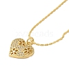 Brass Pave Clear Cubic Zirconia Heart Pendant Necklaces for Women NJEW-K381-06C-G-1